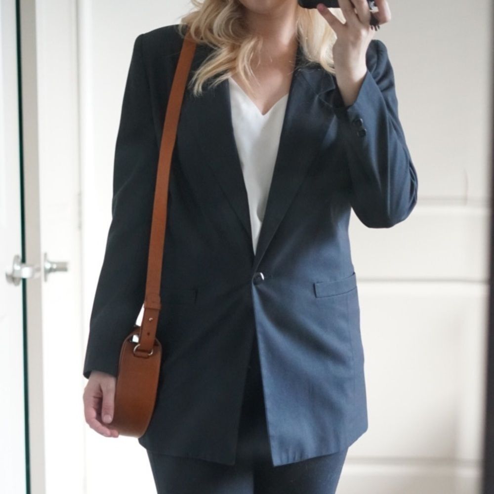 Collini Vintage Navy Oversized Minimalist Blazer Coat Career Office Size 10